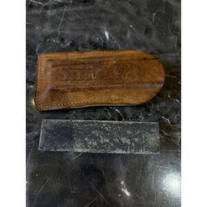 Smith's 4" Knife Sharpening Stone with Leather‎ Sheath Vintage